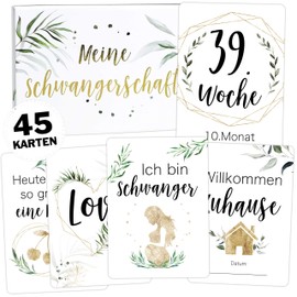 45 Pregnancy Baby Milestone Cards Tropical Green Milestone Cards Gift Set + Gift Box Lovely Gift Idea for Newborn Mum to be Baby Shower