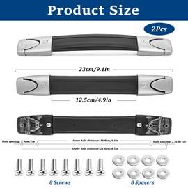 Begpoee Pack of 2 Replacement Suitcase Handles, Luggage Handle Replacement, Replacement Parts for Suitcase Handles, Luggage Suitcase Handle with Screw, for Suitcase, Travel Suitcase, Tool Boxes (23 cm, Black + Silver)