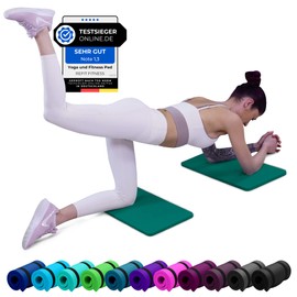 REFIT FITNESS PainProtect SmartCell NBR Yoga & Fitness Pad Comfort-Mini 25 x 61 x 1.5 cm Small Non-Slip Sports Mat Gymnastics Mat Sports Gymnastics Knee Pads Moss Green Green Set of 2
