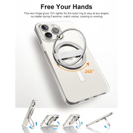 EWA MagOne 2nd Gen Phone Grip Stand with Replaceable Silicone Finger Strap, Removable Magnetic Ring Holder Kickstand Loop, Accessories for 15, 14, 13 Pro/Max/Plus