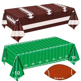 2 Pack Football Tablecloth - Football Party Decorations, Plastic Football Table Cover, Disposable Rectangle Table Cloth for Football Party Supplies, Tailgate Table Decor Favors, 54 x 108 Inch
