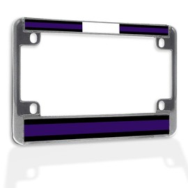 Fastasticdeals Metal Insert Bike License Plate Frame Police Departments Flag Thin Blue Line Weatherproof Motorcycle Accessories Chrome 4 Holes Solid Insert