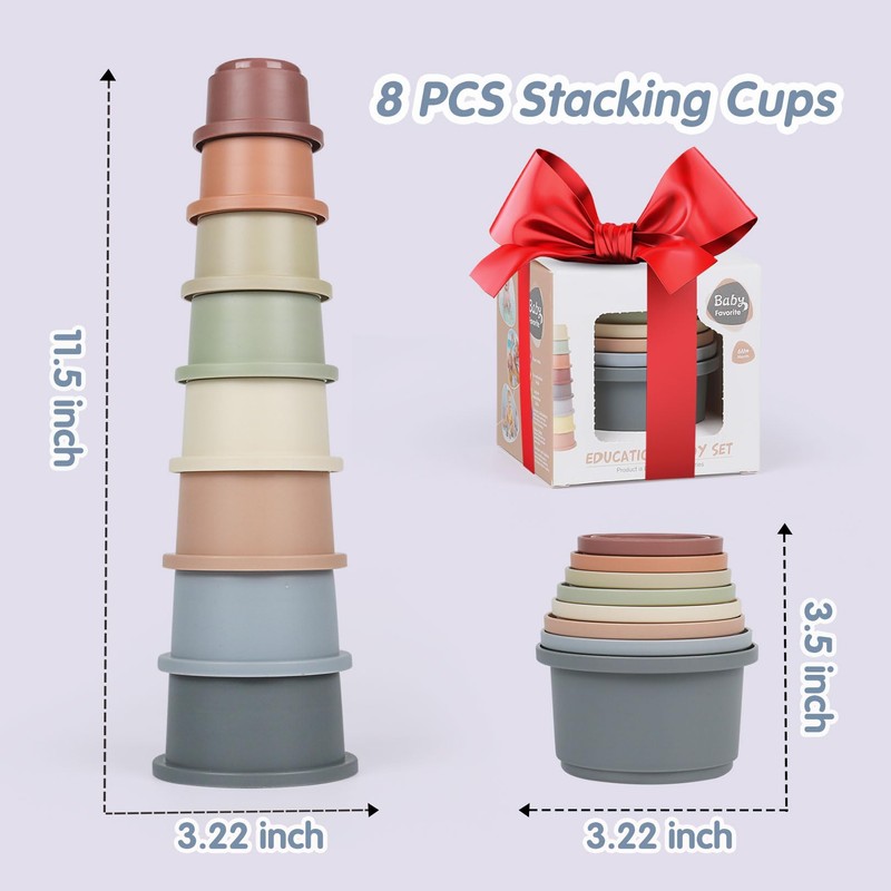 Stacking Cups Baby Toy 6-12 Months, Toddler Nesting Playset for