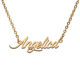 Angelica Name Tag Necklaces for Her His Friends Familys Relationship Memory Jewelry Gift