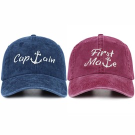 Captain Hat & First Mate | Boat Captains Hat Embroidered Matching Caps | Boat Accessories | Boating Gifts