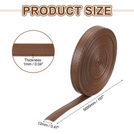 QUARKZMAN 197 Inch Double-Sided PU Leather Strap, 0.47 Inch Wide Flat Leather Cords for Clothing Bag DIY Crafts (Brown)
