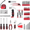 DEKOPRO Drill Set: Tool Set with 8V Red Cordless Drill,