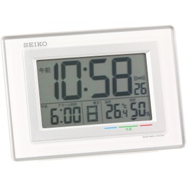 Seiko clock alarm clock Wireless Digital Calendar Keep Temperature Humidity Display White sq686 W Seiko