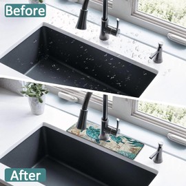 2 Pack Kitchen Sink Splash Guard Faucet Mat 24" X 5.5" Sea Turtle Absorbent Fast Drying Mat Faucet Draining Mat Sink Splash Guard Behind Faucet Drip Catcher for Kitchen Bathroom