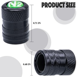 MEAJOO 5PCS N2 Tire Valve Stem Caps, with Plastic Liner,with N2 Nitrogen Logo Anodized Alloy Universal Tire Valve Stem Covers for Cars, SUV, Trucks, Bikes, Motorcycles, Bicycles(Black)
