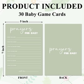 Tbaogusu Baby Shower Game Cards Kits, Minimalism Sage Green Prayers for Baby Games Cards for Boys or Girls, 30 Game Card Set, Gender Reveal Party Supplies & Activities -G15