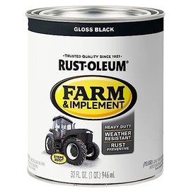 Rust-Oleum 280104 Farm & Implement Enamel Paint, Quart, Gloss Black, (Pack of 1)