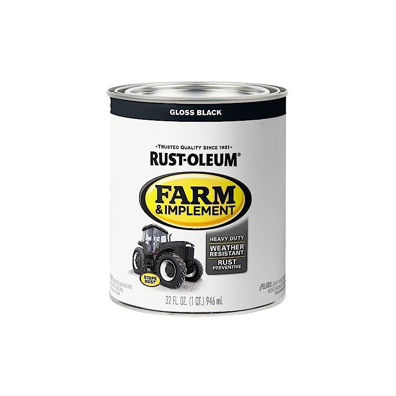 Rust-Oleum 280104 Farm & Implement Enamel Paint, Quart, Gloss Black,