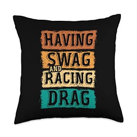 Retro Speed Boat Racer Racing Gift Having Swag Drag Motorboat Racing Speedboat Throw Pillow, 18x18, Multicolor