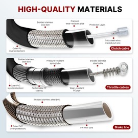 TIGERSGATE 16" Dyna & Softail Handlebar Extended Cables Kit for 2007-2011 Harley Dyna & Softail Some Bikes(Black)