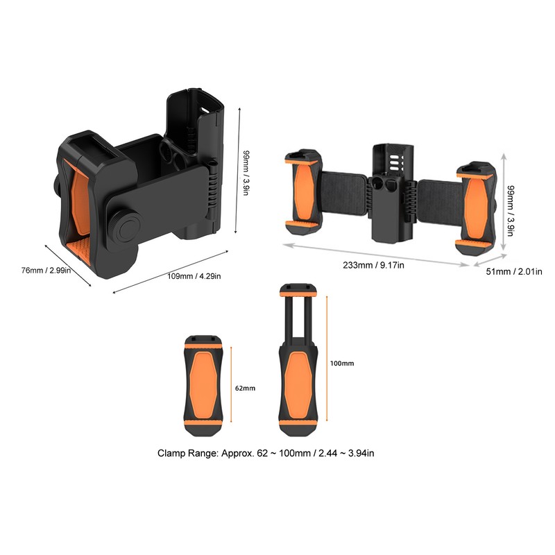 Dual Phone Extension Holder Cold Shoe Adapter Mount Mobile Phone