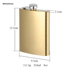 AUGEN Hip Flask Stainless Steel Leak Proof Multi 8oz (230ml) Liquor Pocket Flasks or Alcoholic Beverage Holder