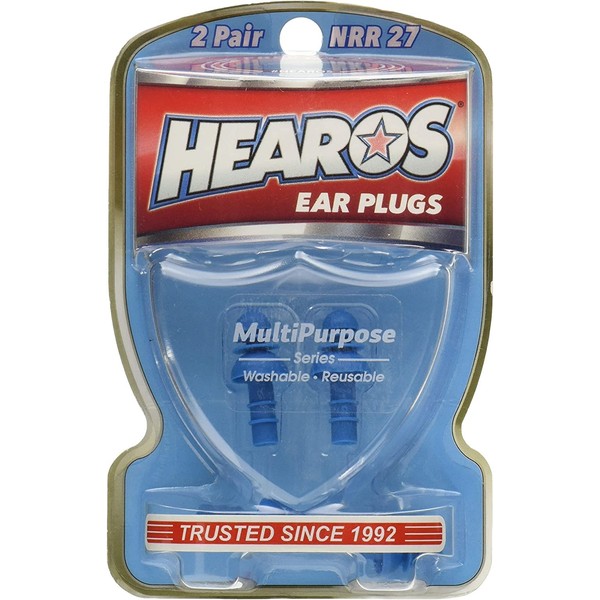 Hearos Multi-Purpose Reusable Silicone Ear Plugs Includes Free Case, 2 Pair (Pack of 2)