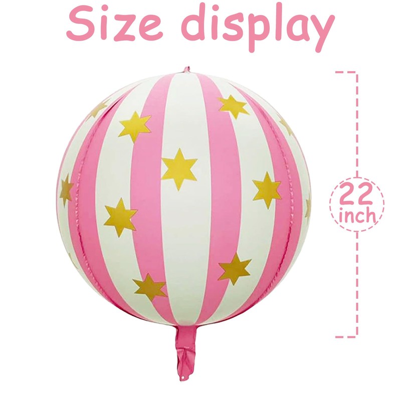 4D Ball Star Striped Foil Balloons(6 Pcs)