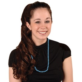 Beistle 12-Pack Party Beads, Turquoise Small Round Metallic Necklace, Mardis Gras Favors & Costume Accessories, Novelty Jewelry, 7mm x 33"