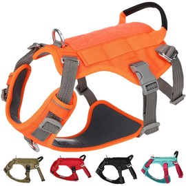 Escape Proof Dog Harness .No-Pull Adjustable Reflective Vest Harness with Handle Leash Attachments for Outdoor Training Walking