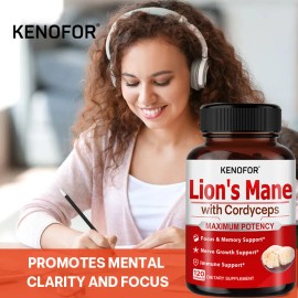 Kenofor Lion's Mane 4500 mg, supports brain and immune health, cognitive function
