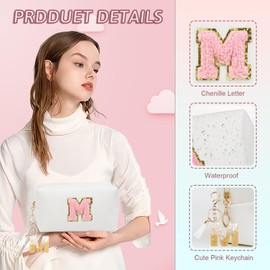 AIBFRID Birthday Gifts for Women Her,Travel Cute Makeup Bag,Large Capacity Cosmetic Bags for Women Makeup Pouch PU Leather Waterproof Cosmetic Bag (M, White)