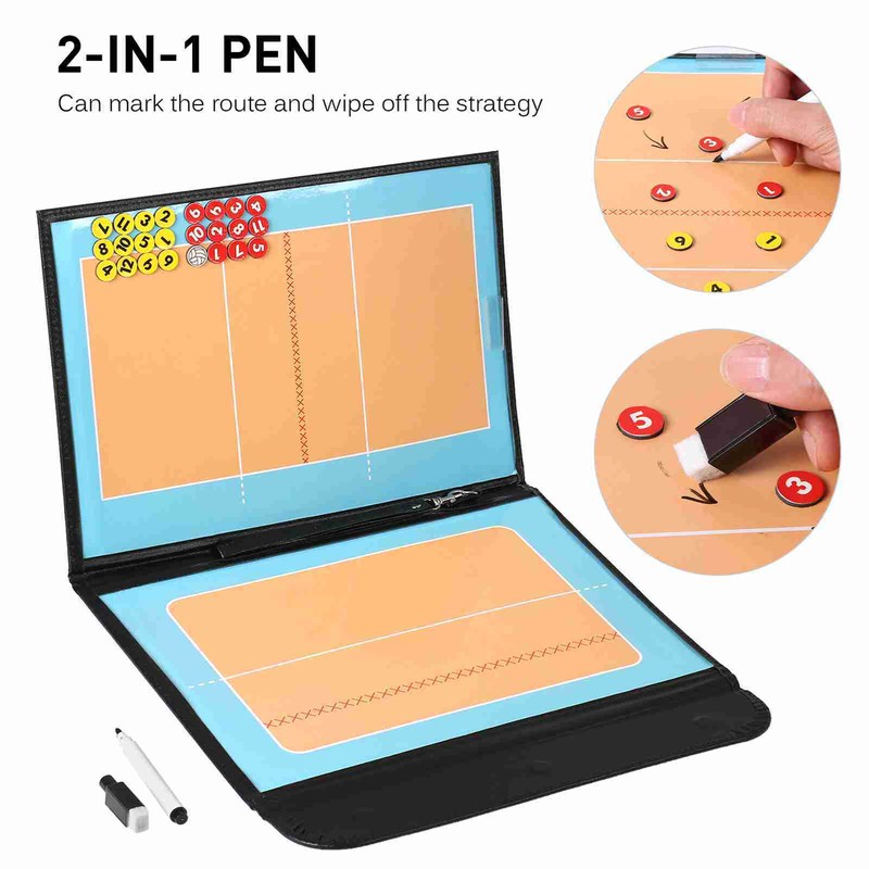 Foldable Volleyball Magnetic Tactic Board Coaching Strategy Board with Marker
