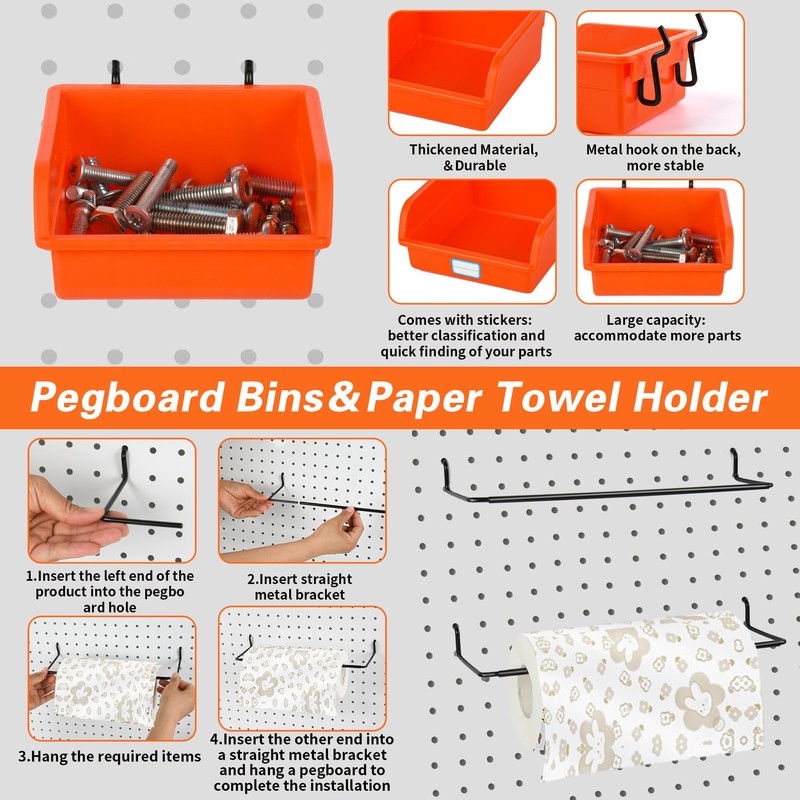 Hogurity 296 PCS Pegboard Hooks,1/4" Extra Thick Heavy Duty Pegboard