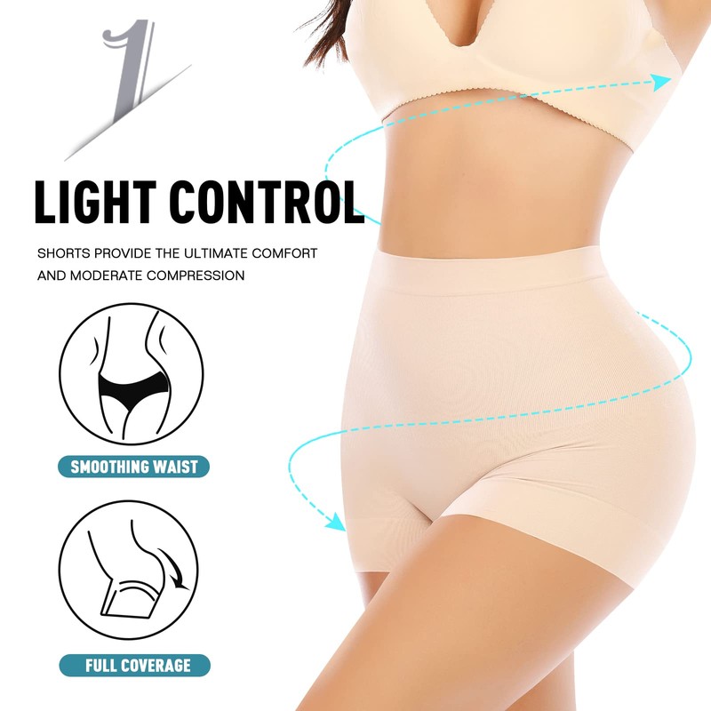 Seamless Shaping Boyshorts Panties for Women Tummy Control Shapewear Slip