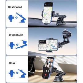 Miracase Car Phone Holder Phone Mount for Car Dashboard Windshield, Car Phone Holders for Your Car Automobile Cradle 360° Rotatable Stand for Smartphones