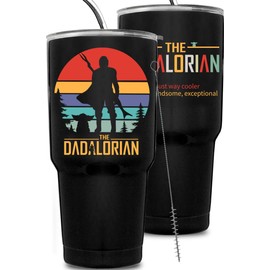 Funny Dad Tumbler 30oz, Dadalorian Stainless Steel Cup, Perfect New Dad Gifts for Men, First Time Dad Gifts for Boy Dad & Girl Dad, Father's Day Gifts for Dad, Star Cups for the Best Dad In The Galaxy