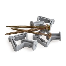 Set of 50 Plasterboard Dowels and Screws Set, Heavy Duty Wall Mounting, Plastic Expansion Tube with Countersunk Screws for Hollow Drywall, Cavity, TV Wall Mounts