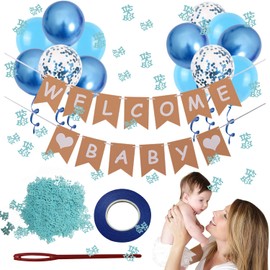 Welcome Home Welcome Home Baby Shower Decoration Baby Shower Decoration Boy 13 Pieces Baby Banner "It's A Boy" Sequins and Blue Balloons Suitable for Family Welcome Baby Boy (Blue)
