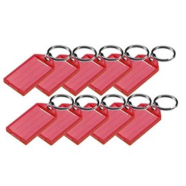 Lucky Line Key Tag with Flap, Split Ring & Paper Insert for Labeling, Key Organization & Identification, 10-Pack, Red (6057010)