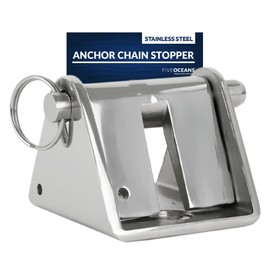 Five Oceans Heavy-Duty Anchor Chain Stopper, Stainless Steel AISI316, for 5/16 inches to 3/8 inches Chain, Base Dimensions 3-1/8 inches (80mm) x 2-1/2 inches (63mm), FO-4506