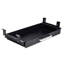 OSteed Under Desk Drawer Organizer 21" Black Upgraded with Adjustable Brackets, Sliding Pull-Out Under Table Pencil Drawer, Office Standing Desk Attachment for Workbench