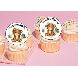 edible 20 x Beary 1st birthday cupcake toppers UNCUT wafer card - NOT PRECUT - first birthday