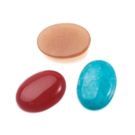 PandaHall 10pcs Natural Mixed Oval Gemstone Cabochons 25x18x5~7mm Cabochon Gemstone Chakra Healing Crystal Beads for DIY Jewelry Making,Random Mixed Colors, Stone