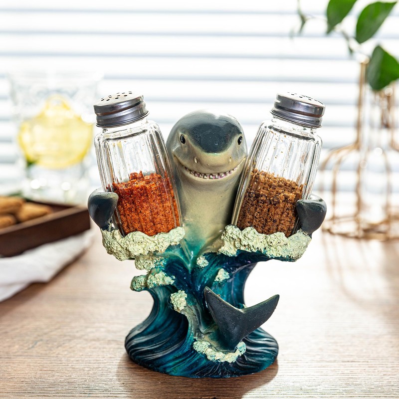 Oceanic Flair Salt & Pepper Set - Resin Shark Figurine