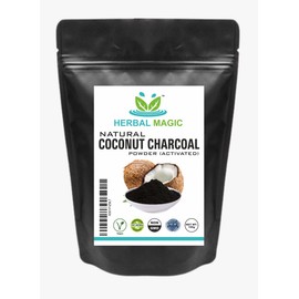 Herbal Magic Activated Coconut Charcoal Powder Food Grade Quality Excellent Detoxifying, Cleansing Properties Naturally Supports Skin, Body Care & Oral Care-100g
