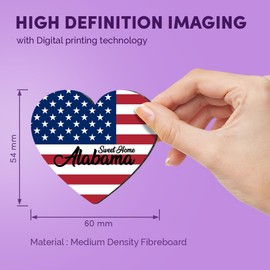 1x Heart MDF Magnet 6cm - Sweet Home Alabama Flag America - Fridge Locker Office Whiteboard Toolbox #61093