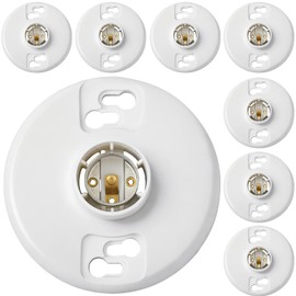 Saysurey 8 Pcs Medium Base E26 Lampholder Ceiling Light Sockets White Phenolic Bulb Socket Incandescent Fluorescent CFL Lamp Holder 660w 250v (Keyless)