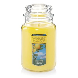 Yankee Candle Sicilian Lemon Scented Classic 22oz Large Jar Single Wick Candle Over 110 Hours of Burn Time Perfect for Home Decor Parties and Gifts