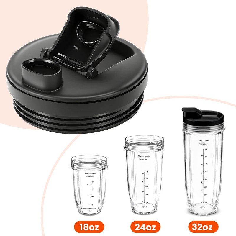 2Pcs Lids for Ninja Blender 18/24/32oz Cups, 3.35" Inner Diameter
