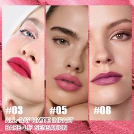 6Pcs Rose Red Dark Purple Matte Lip Liner & Lipstick Combo Set,Lips Kit with Lip Liner Lip Stains Long Lasting Waterproof Smudge Proof for Older Women 24 Hours Lipliners Pencil Lipstick Makeup Gift