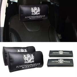CAR 4x Black JP JUNCTION PRODUCE VIP Car Headrest Pillow Shoulder Pads Seat Cushion