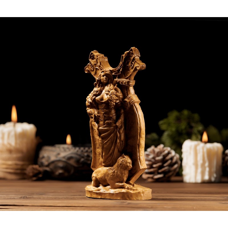 Freya Statue, Norse Pagan Decor, Goddess Statue Altar,Freya cats， Freyja