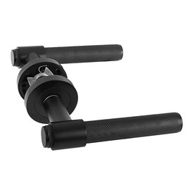 HANDLESTORE Knurled Lever on Rose Door Handles – Matt Black with Satin Nickel Loop, Pair – Modern Interior Door Handle Set