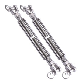 LordHardware Stainless Steel 1/2 x 6.5 Inch M12 Jaw and Jaw Turnbuckles for Tensioning Cable Rope Chain 2200 lbs Load (2P)